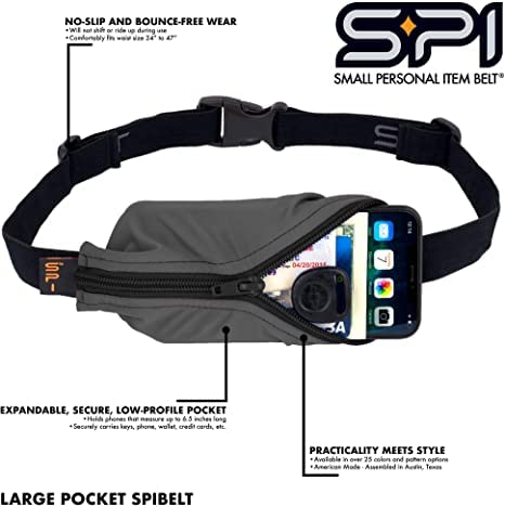 Cinturón SPIbelt Negro Expandible y Ajustable para Correr para Mujer y Hombre