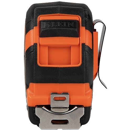 KLEIN TOOLS 9375 | Flexómetro magnético de doble gancho y doble cara| Revestimiento de nylon duradero| Medición SAE y métrica| Flexometro| Cinta metrica| 7.5m | Freno de velocidad y clip para cinturón