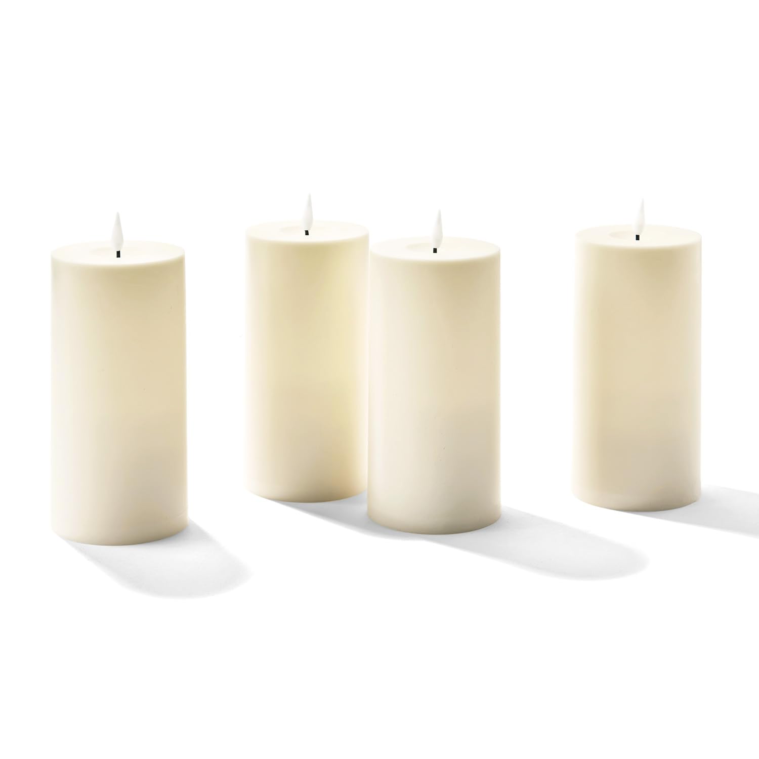 LampLust - Velas sin llama impermeables para exteriores, paquete de 4, 3 x 6 pulgadas, juego de velas LED parpadeantes con control remoto y temporizador incluidos, funciona con pilas, velas al aire