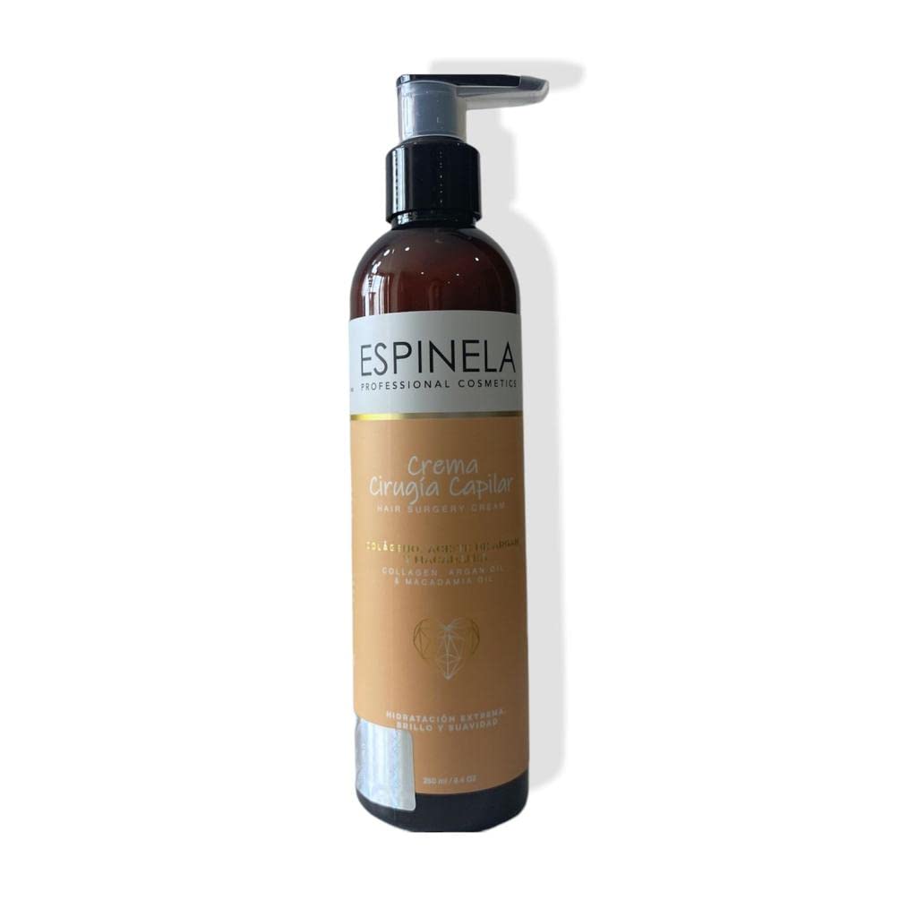 Crema cirugía capilar Espinela cabello hidratado, sin frizz, suaviza las puntas secas