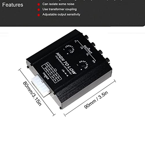 Convertidor de Audio de 4 Canales de 12 V, Convertidor de Impedancia de Línea Alta a Baja, Filtro de Frecuencia de Altavoz de Radio Estéreo para Coche