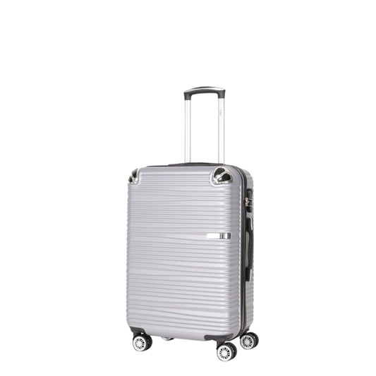 Maleta de Mano JONY Carry On Rigida Resistente Ruedas Giratorias 360 Mango Expandible ABS Candado de Seguridad (Gris Rayado)