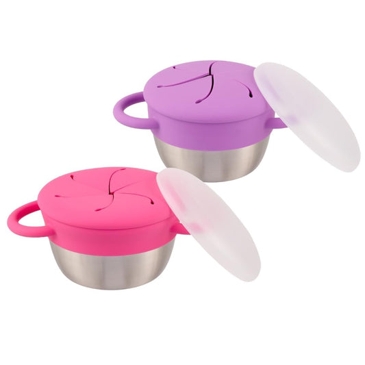 Elk and Friends - Vasos de acero inoxidable para aperitivos, recogedor de alimentos y tapa de viaje, recipientes a prueba de derrames para bebés, niños pequeños, niños, aptos para lavaplatos, paquete
