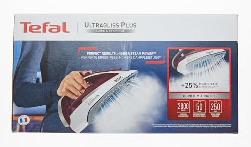 Plancha de Vapor Tefal Ultragliss Plus rojo blanco con Suela Resistente a Arañazos