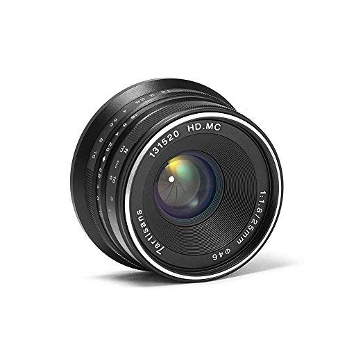7artisans Lente de Cámara 25mm F1.8 Prime Fixed Lens for Fujifilm Fuji Cameras X-A1 X-A10 X-A2 X-A3 X-AT X-M1 XM2 X-T1 X-T10 X-T2 X-T20 X-Pro1 X-Pro2 X-E1 X-E2 X-E2s - Black