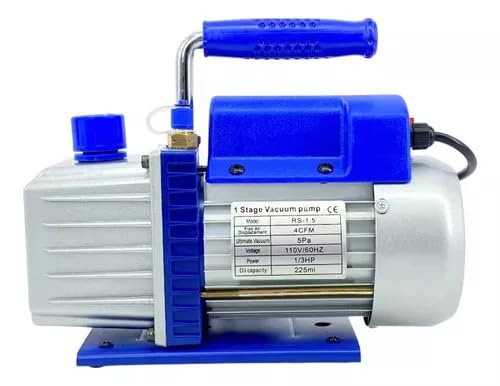 FIXITFAST 4cfm 1/3hp Bomba De Vacío + Manómetro R134a/r22/r410a/r404a juego de manómetros de colector de 4 vías para refrigerantes para refrigeración HVAC A/C recarga y mantenimiento, sin aceite