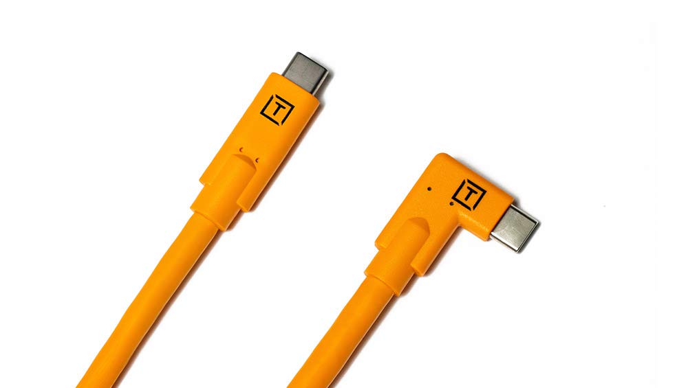 Cable TetherPro Tether Tools naranja USB-C a USB-C ángulo recto