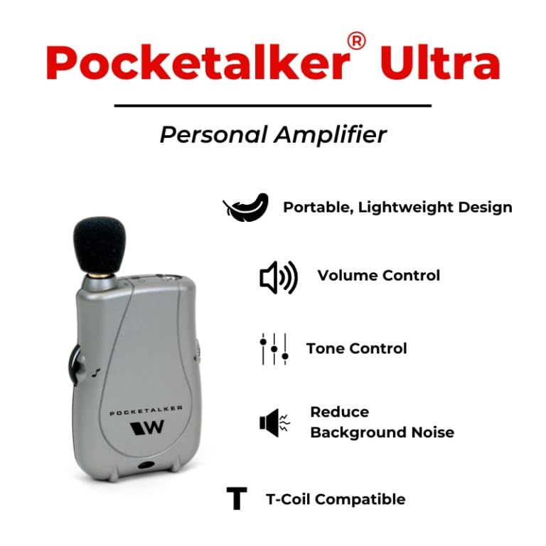 Sistema Amplificador Williams Sound PockeTalker Ultra 200 Horas de Batería con Control de Tono y Volumen Ajustable