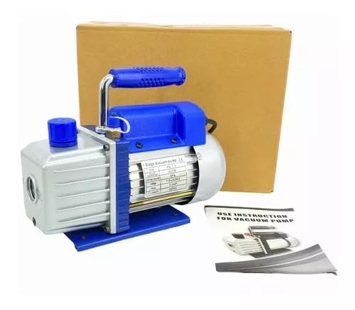 FIXITFAST Bomba vacío rotativa paletas una etapa 4CFM 5 Pa 1/3HP para aire acondicionado refrigerante HVAC herramienta aire, puerto entrada abocardado Capacidad aceite 225ml Azul