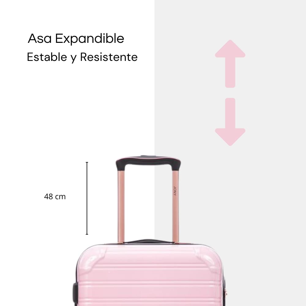 Maleta de Mano JONY Carry On Rigida Resistente Ruedas Giratorias 360 Mango Expandible ABS Candado de Seguridad (Rosa Claro)
