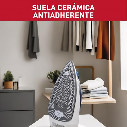 Plancha de Vapor T-fal Blanca Azul con Tecnología True Ceramic Glide 1600W