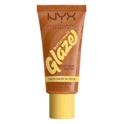 Tinta de Maquillaje Glaze Tint con SPF 30 de Nyx Professional Makeup, Tono Praline Butta (Cafe Medio)