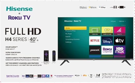 Hisense Television de 40" Serie H Pantalla LED Full HD Smart R0ku TV con HDR HDMI USB 60 Hz Funciona con Asistente Google (Reacondicionado)