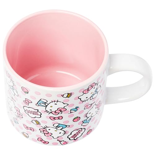 Taza de Cerámica Silver Buffalo Hello Kitty Lunares Blanca 13 Onzas