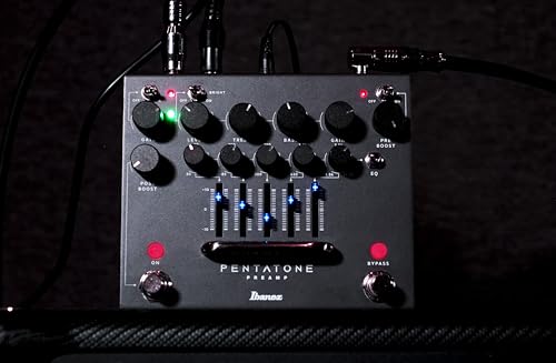 IBANEZ PTPRE Preamp de Guitarra Clásico Negro con 5 Bandas Paramétricas EQ y Post Boost