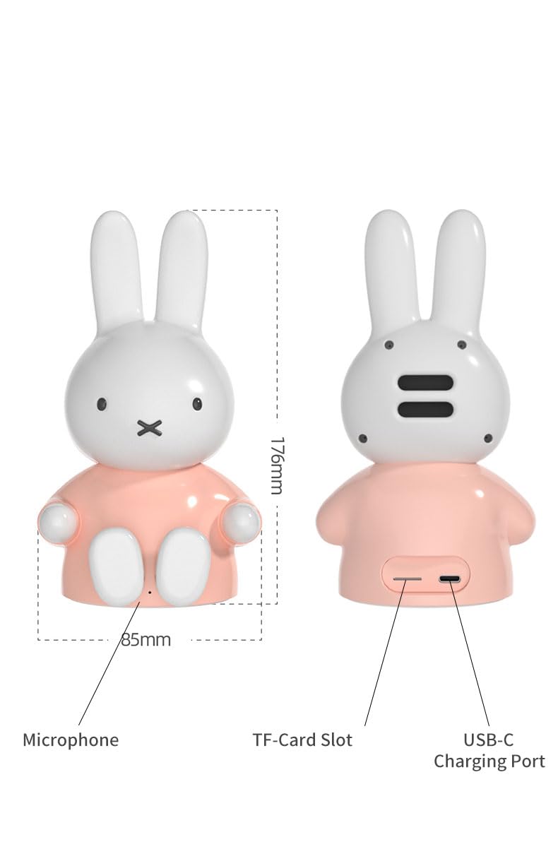 Miffy - Altavoces portátiles con Bluetooth, bonitos altavoces inalámbricos portátiles con sonido estéreo fuerte, micrófono integrado, ranura para tarjeta TF, doble emparejamiento, tiempo de