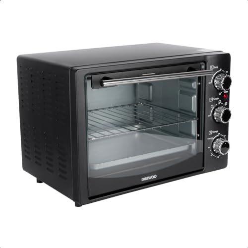DAEWOO Horno tostador de 20 L Daewoo DOT-1657 con control de temperatura ajustable y temporizador y puerta de vidrio templado