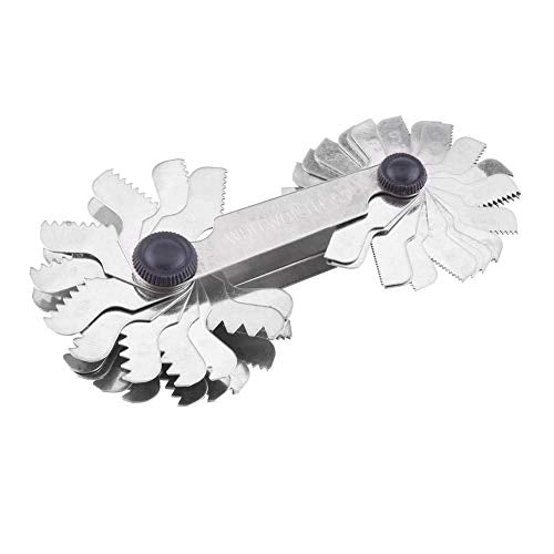 Calibrador de rosca, 51/52Pcs Métrico + imperial (52pc) Calibrador de rosca de acero inoxidable, Herramienta de medición de paso de tornillo de 60 y 55 grados(Metric+ imperial (52pc)) Calibradores
