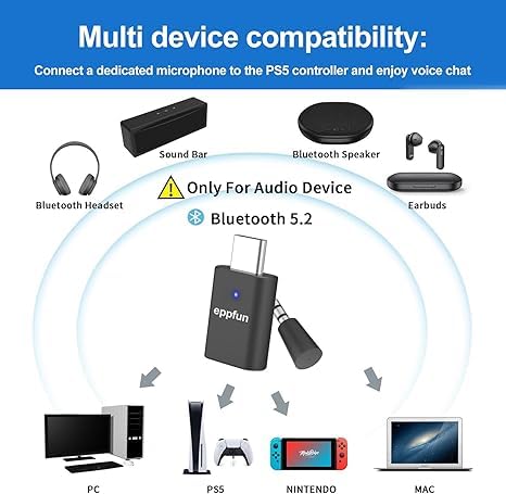 Adaptador Bluetooth USB-C PS5 Baja Latencia aptX-Adaptive