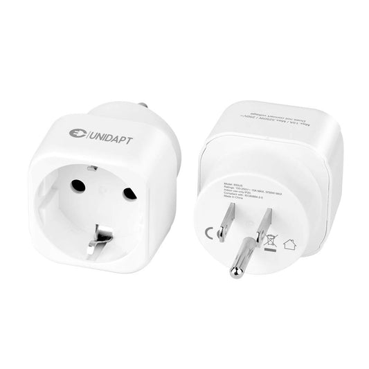 Adaptador de Enchufe Europeo a EE. UU. Unidapt Blanco 2 Paquetes