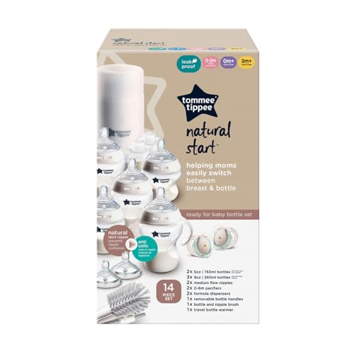 Set de Biberones Tommee Tippee Natural Start Blanco Anti-Cólicos Autosterilizantes para Bebé