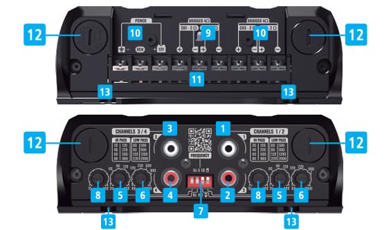Procesador de Audio y Amplificador Clase D 400x4 para Coche y Motocicleta de Gama Completa