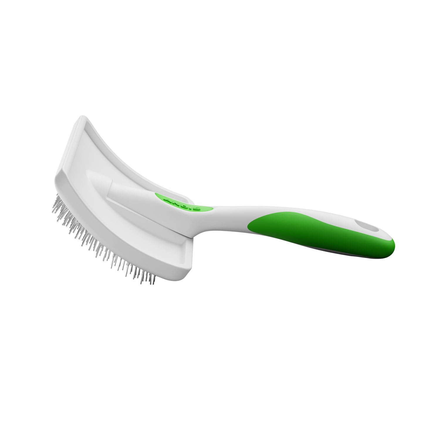 Andis 68540 - Cepillos autolimpiables para animales con cerdas curvadas de acero inoxidable para todas las razas, reduce el desprendimiento hasta un 90 %, elimina enredos, suciedad y cabello suelto, grande, verde