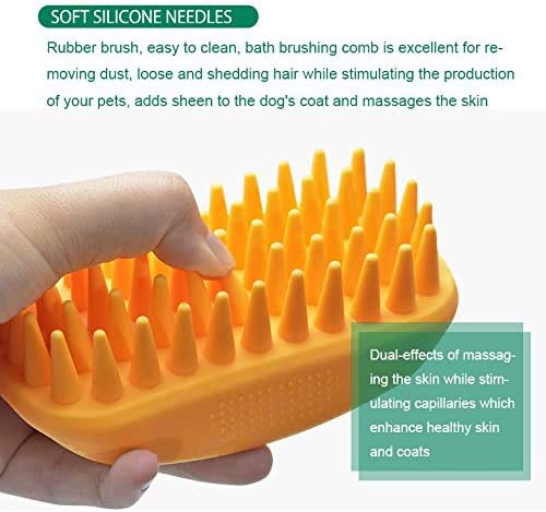 Cepillo de champú de silicona para mascotas para cabello largo y corto, mediano y grande, mascotas, perros, gatos, goma antideslizante para perros, gatos, mascotas, ratones, ducha, baño, cepillo de masaje (azul (nuevo))