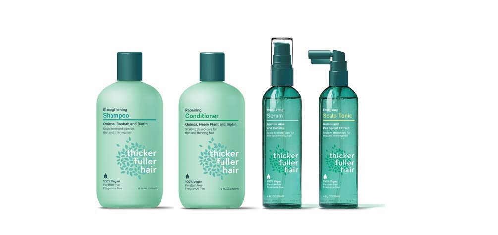 Sistema de Cuidado Capilar Thicker Fuller Hair Voluminizador y Nutritivo para Cabello Delgado 4 Piezas