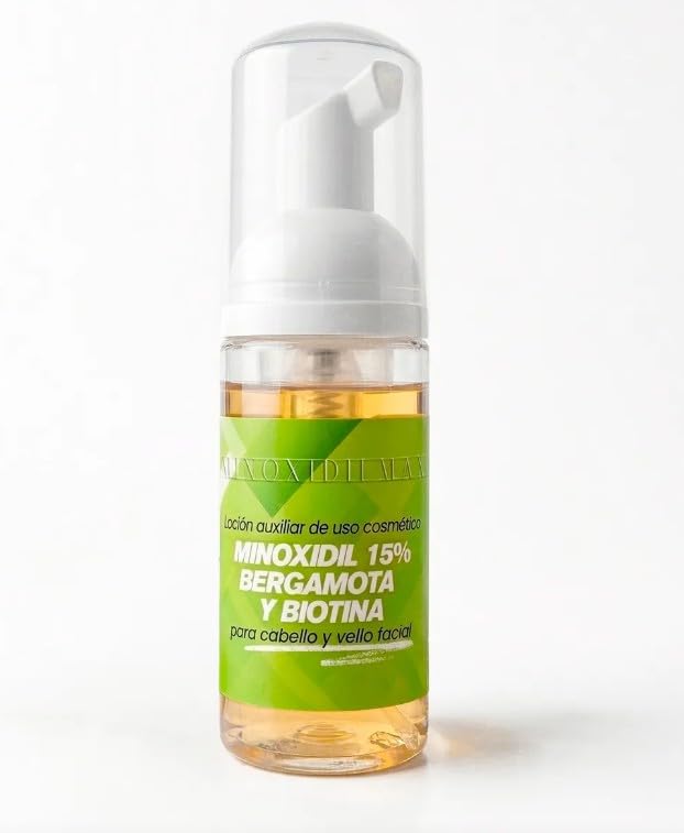 Tratamiento Cosmético en Espuma Minoxidilmax Bergamota con Minoxidil 15% y Biotina para el Crecimiento de Cabello y Barba
