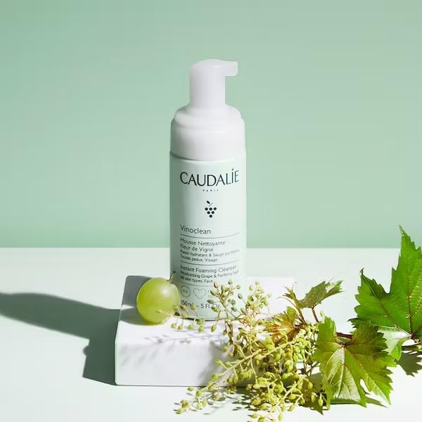 Caudalie Vinoclean Espuma Facial Limpiadora, Limpiador Diario que Limpia, Suaviza y Reduce las Rojeces - 150 mL