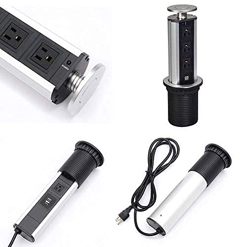 Brrnoo - Torre de alimentación multicontacto para Mesa con USB y 2 Puertos USB para Oficina y hogar