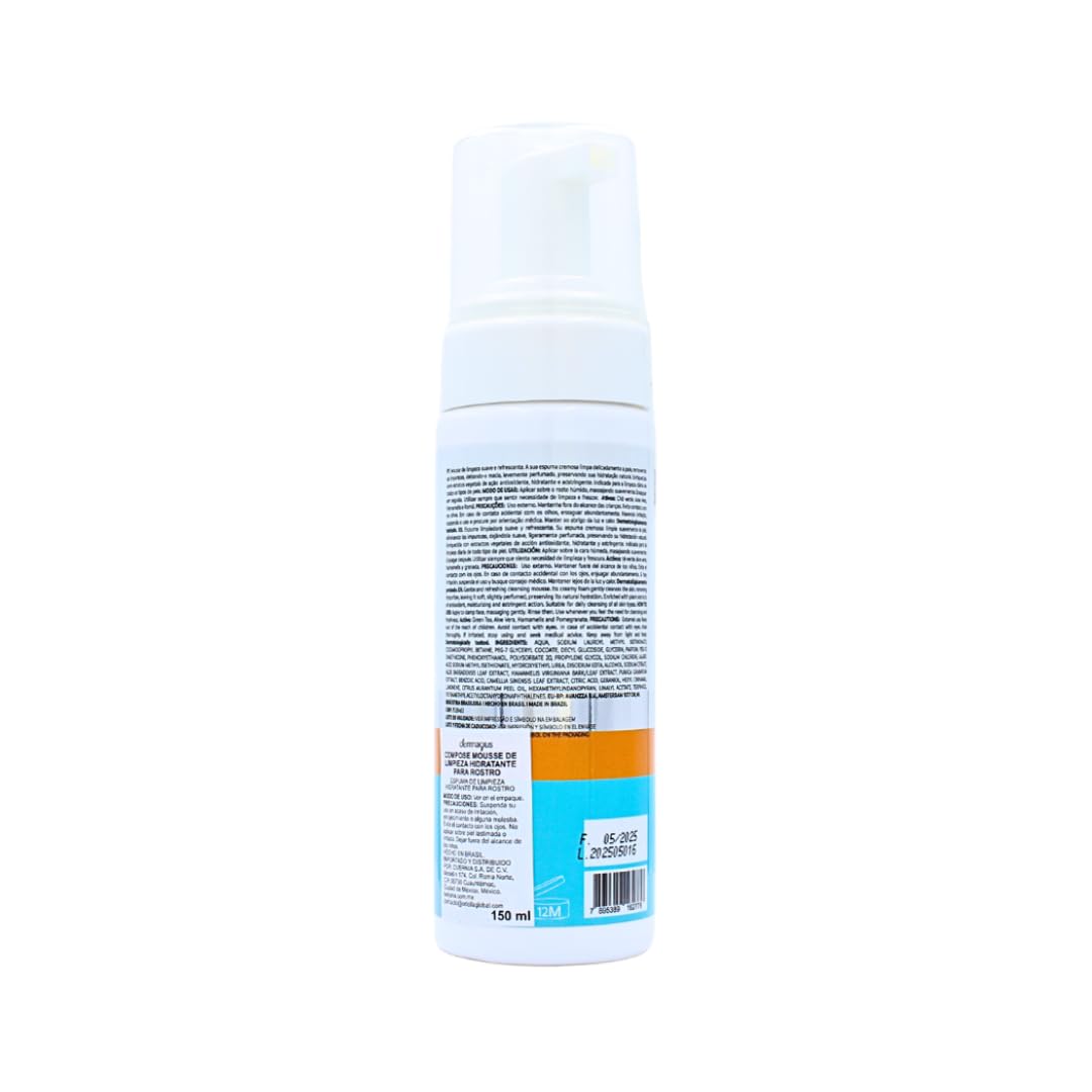 Dermagius Compose Sabonete Mousse Facial (150ml) – Limpiador Facial en Espuma Suave e Hidratante con Aloe Vera y Té Verde | Elimina Impurezas y Exceso de Grasa | Todo Tipo de Piel, Incluso Sensible