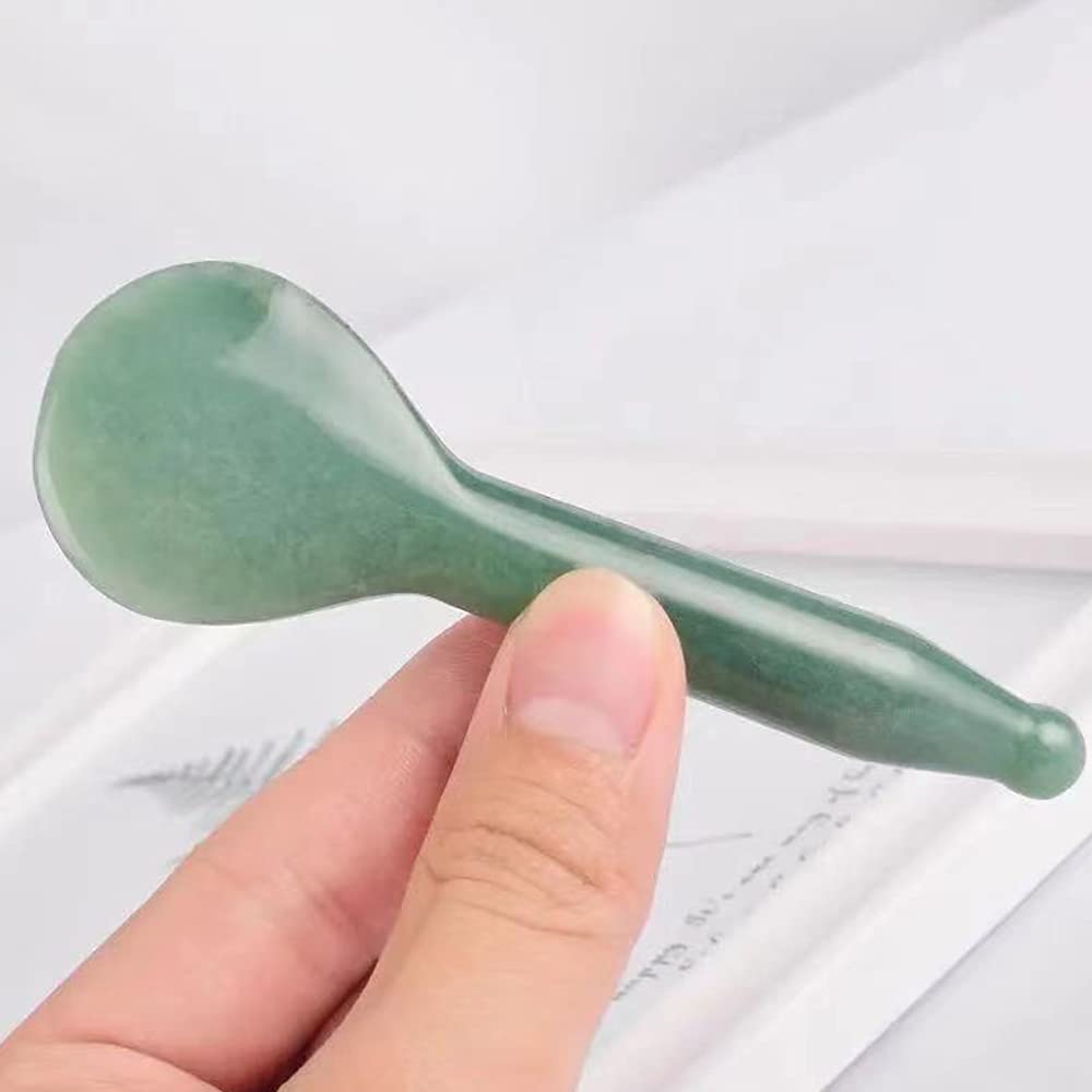 Jade Gua Sha herramientas de masaje, herramienta facial 100% natural verde gua sha anti envejecimiento de la piel facial SPA para rejuvenecer la piel, antiarrugas y antienvejecimiento, C