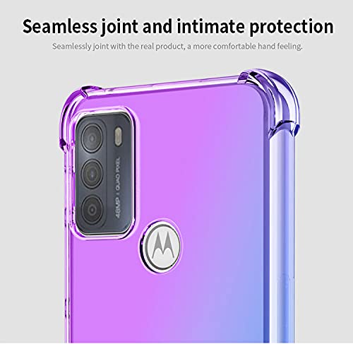 DABUNA Funda para Moto G60 y G40 Fusion Case Uso Rudo,Transparente Colores Degradados Protectora de Cámara Anticaída Carcasa Bumper(Púrpura Azul)