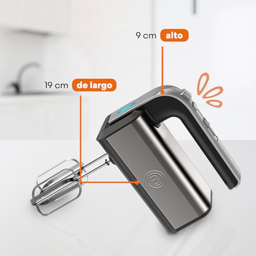 Hukën x MasterChef | Batidora de Mano Mix+ | Eléctrica Multifuncional con Amasadora y Mezcladora Turbo | 5 Velocidades | Con Aspas Intercambiables |