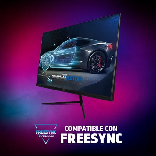 GAME FACTOR MG650 Monitor Gamer 27 Pulgadas 2K 75Hz 2560x1440p QHD IPS Plano 2ms 10 bits FreeSync Frameless HDMI DP Negro DisplayPort Pc Gamer Xbox Playstation Animacion Fotografia y Video Oficina