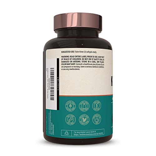 KrillWell - Aceite de krill K-Real probado, sustentable y clínicamente probado, 2 veces más eficaz que el aceite de pescado, suministro de 30 días