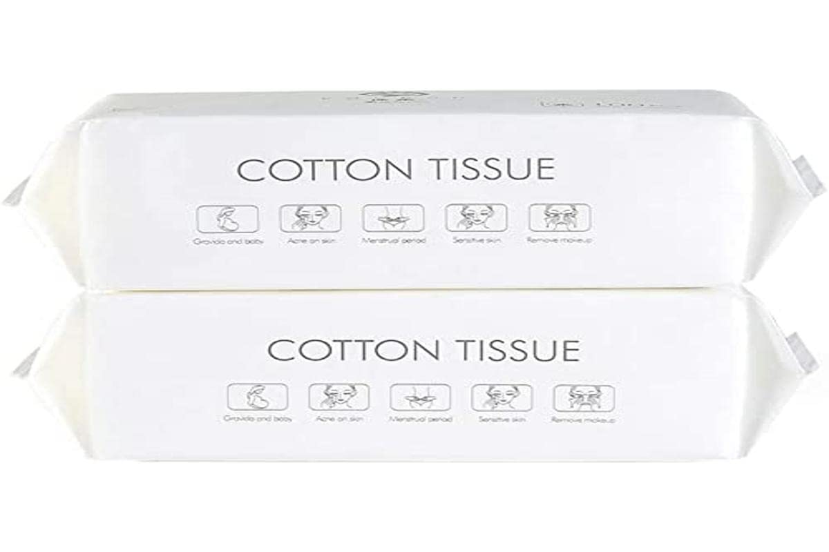 200 hojas Desechable Toalla Facial, Fibra de Algodón Limpiador Facial Desmaquillador Algodón