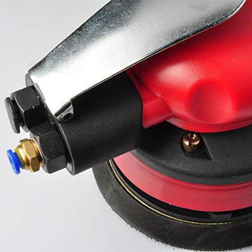 High Eagle Disco de lijadora orbital húmedo neumático de 5 pulgadas, portátil, práctico kit de pulidora de palma de aire con tubo de agua de junta de entrada