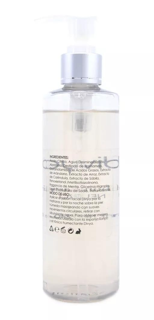 DIVYA | Jabón Limpiador Facial,Limpia, Hidrata y Suaviza,con Aloe Vera, Apto para Todo Tipo de Piel, 240 ml