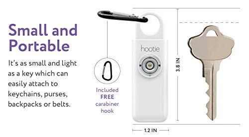 Hootie - Alarma de seguridad personal de 130 dB, llavero alarma, con luz estroboscópica, blanco