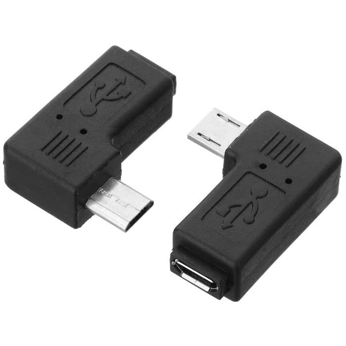 Adaptador Micro USB 5 Pines chenyang Negro Ángulo 90 Grados Paquete de 2 Piezas