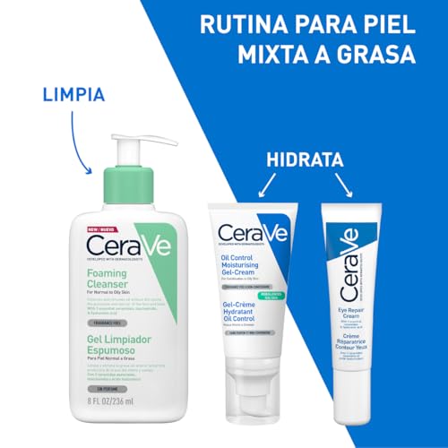 CeraVe Oil Control Gel-Crema Hidratante I Control de Brillo & Hidratación Facial I Formula Ultra-Ligera Para Piel Mixta a Grasa I 52ml