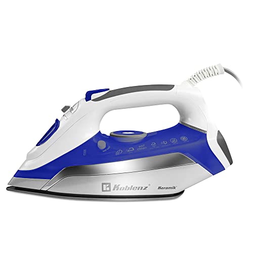 Plancha de Vapor Koblenz Azul Plata con Suela Cerámica y Antisarro de 1800W
