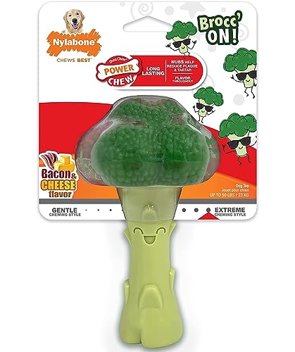 Juguete para Perros Nylabone Brócoli Sabor Tocino y Queso para Masticadores Agresivos Grande Gigante