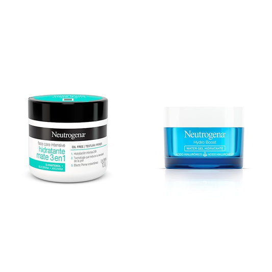 Crema Hidratante Facial Mate 3 en 1 Neutrogena Face Care Intensive D Pantenol 100g + Hidratante Facial Hydro Boost Water gel 50 g