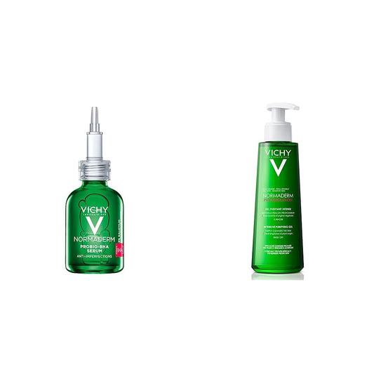 Serum PROBIO-BHA Anti-Imperfecciones Vichy Normaderm 30 ml + Gel Limpieza Rostro Anti-imperfecciones Normaderm Phytosolution - Reduce brillo e imperfecciones, para piel rasa o propensa al acné
