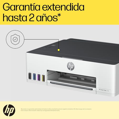 HP Impresora Smart Tank 210, Tinta Continua, Color, Wi-Fi,USB, Bluetooth, Dúplex (Doble Cara) Manual, Impresión Smart App, hasta 2 años de Garantía* (3D4L3A)