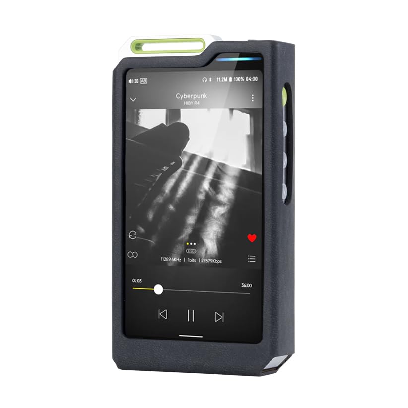 MITER - Funda para HiBy R4, Hecha a Mano de Piel sintética sintética para hibyr4 (Negro)